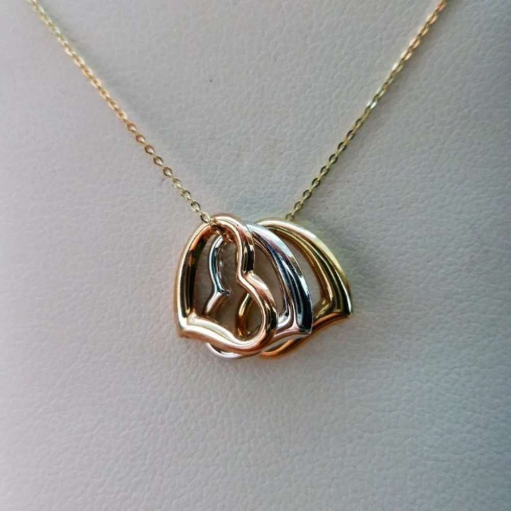 14k white, yellow, and rose gold diamond necklace
